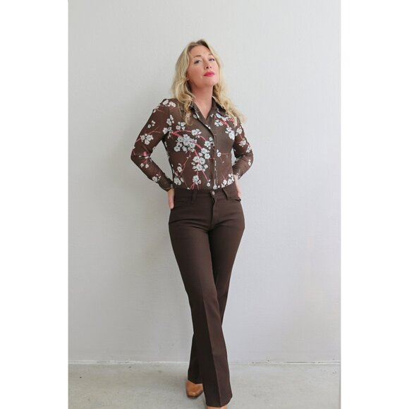 Deadstock Vintage New With Tags 1970's Floral Collared Bodysuit Women's XXS XS - Picture 6 of 9